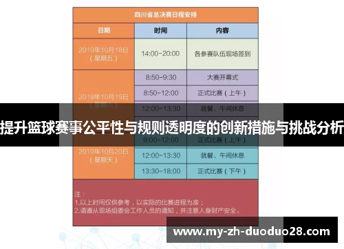 提升篮球赛事公平性与规则透明度的创新措施与挑战分析 提升篮球赛事公平性与规则透明度的创新措施与挑战分析
